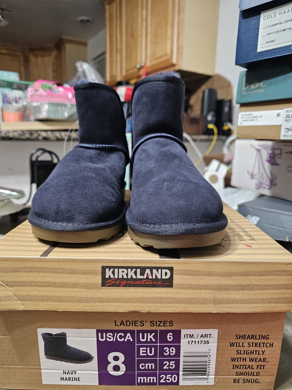 Kirkland Signature Navy Suede Shearling Ankle Boots